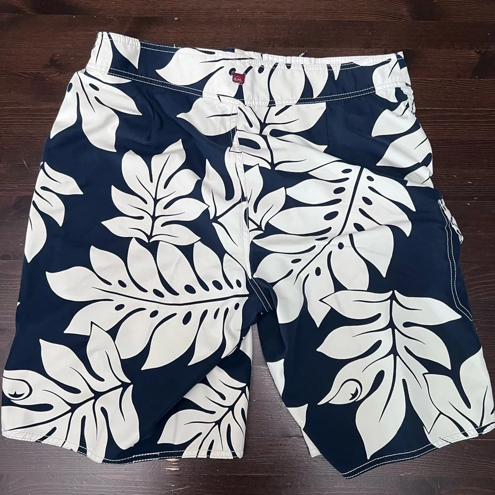 Quiksilver Navy & White Tropical Board Shorts